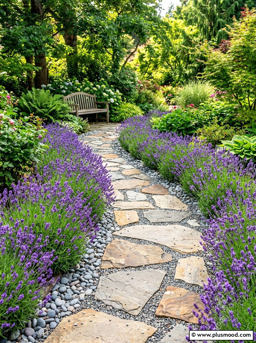 Flagstone walkway with gravel - 25 summer backyard ideas