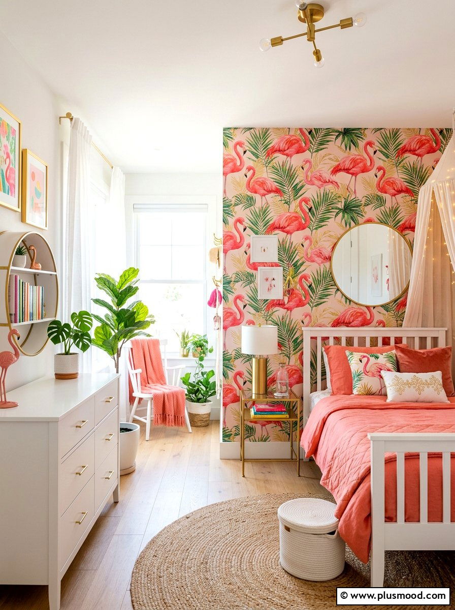 Flamingo Pink Kids Room - 25 summer kids bedroom ideas