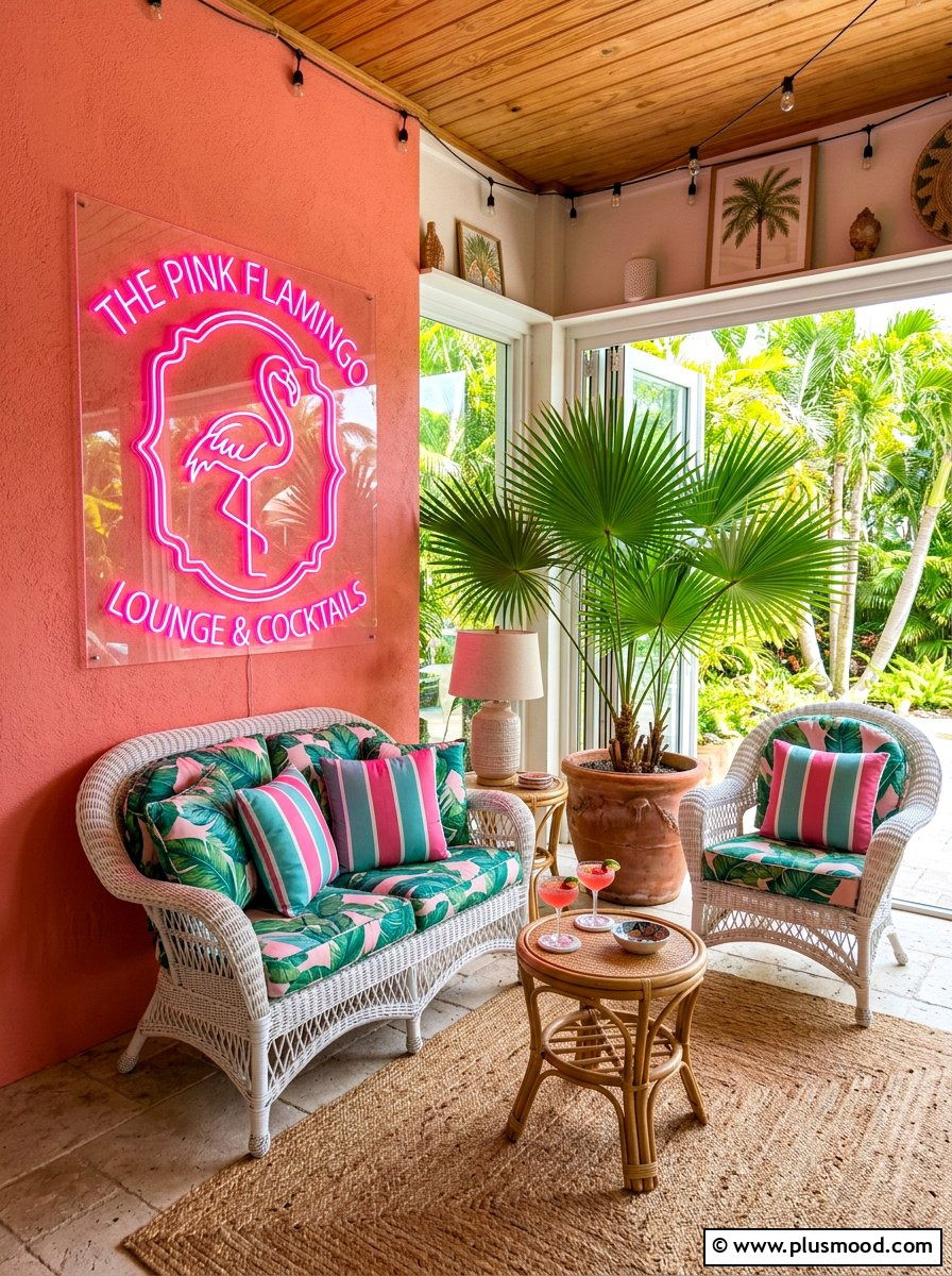 Flamingo Pink Sign - 25 summer front porch sign ideas