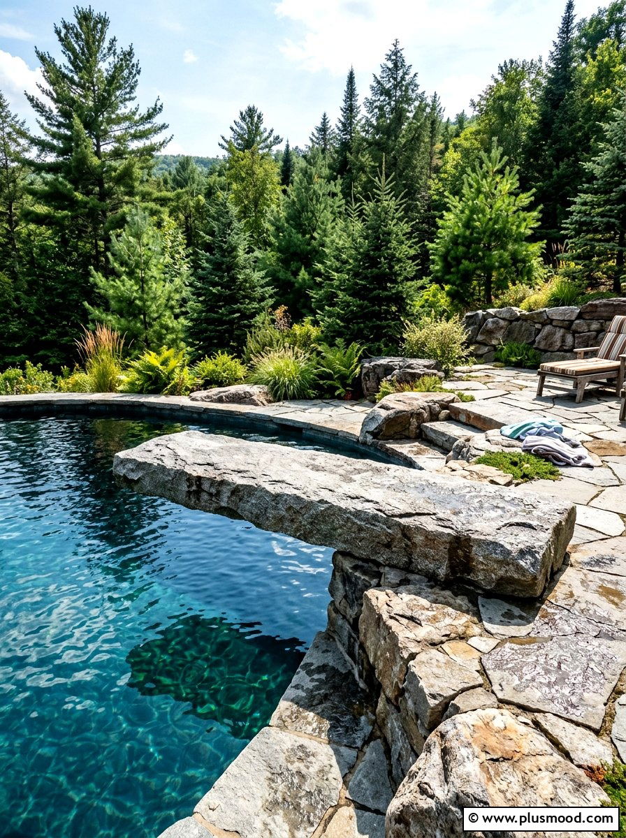 Flat rock diving ledge - 25 summer pool landscaping ideas with rocks