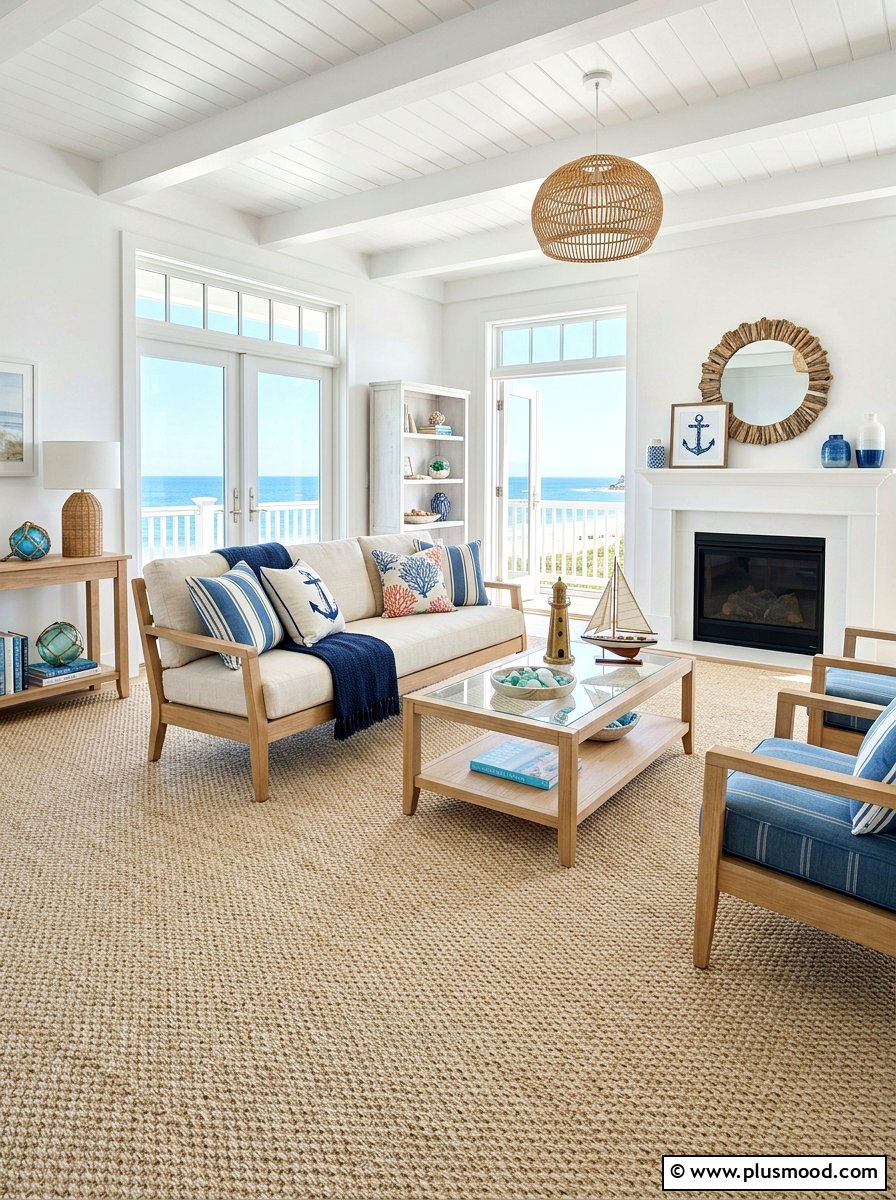 Flatweave Sisal Carpet - 25 summer layered texture ideas for living room