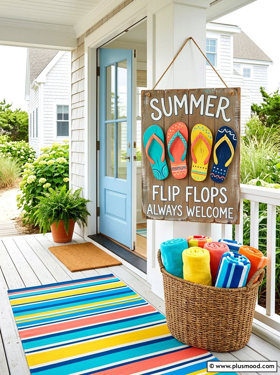 Flip Flop Porch Sign - 25 summer front porch sign ideas