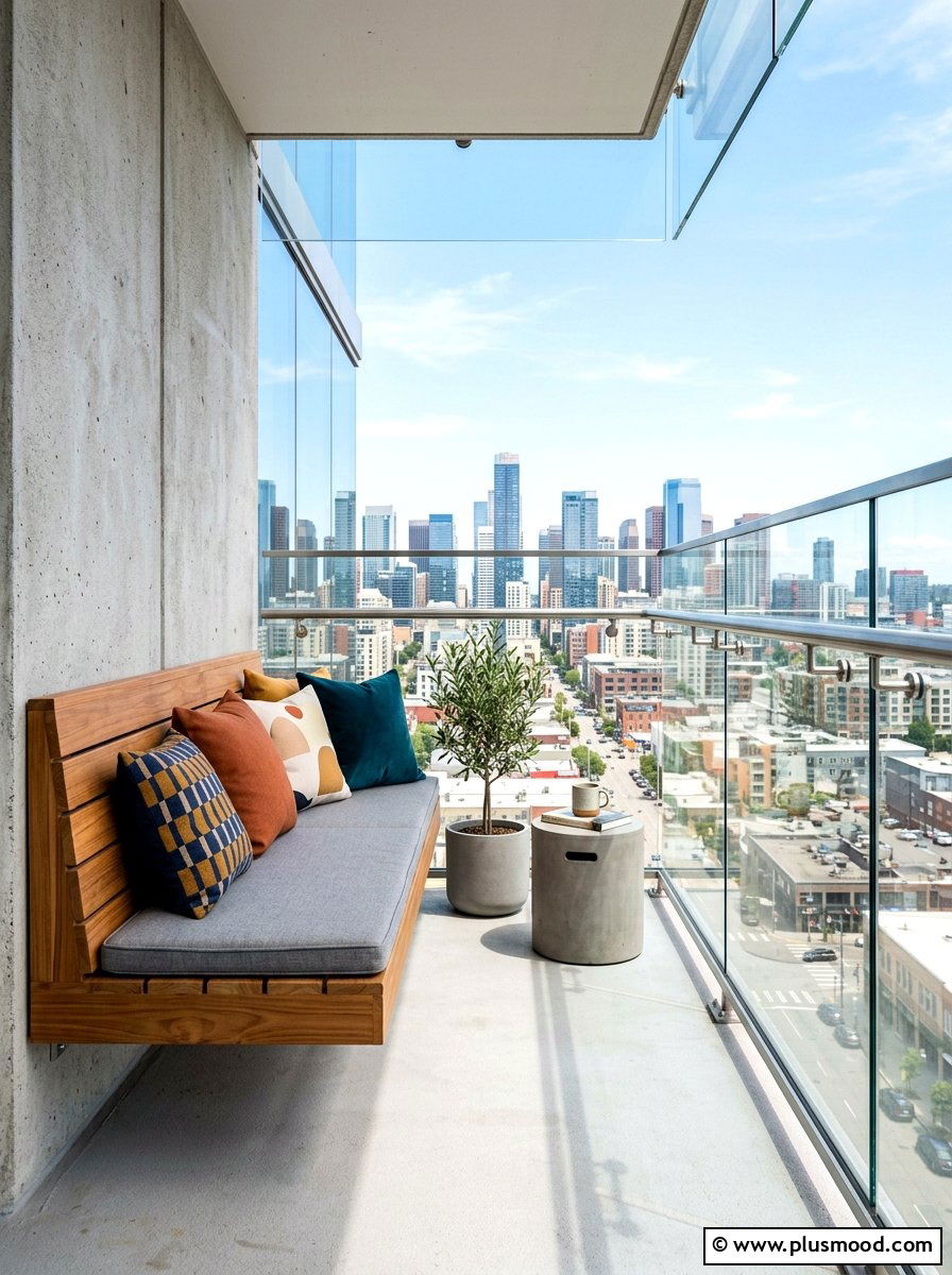 Floating Balcony Bench - 25 summer balcony seating ideas