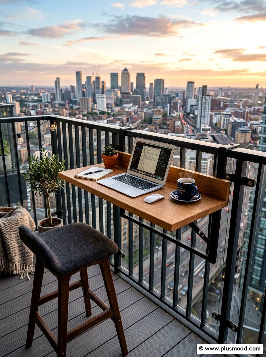 Floating Balcony Desk - 25 summer renter friendly balcony ideas