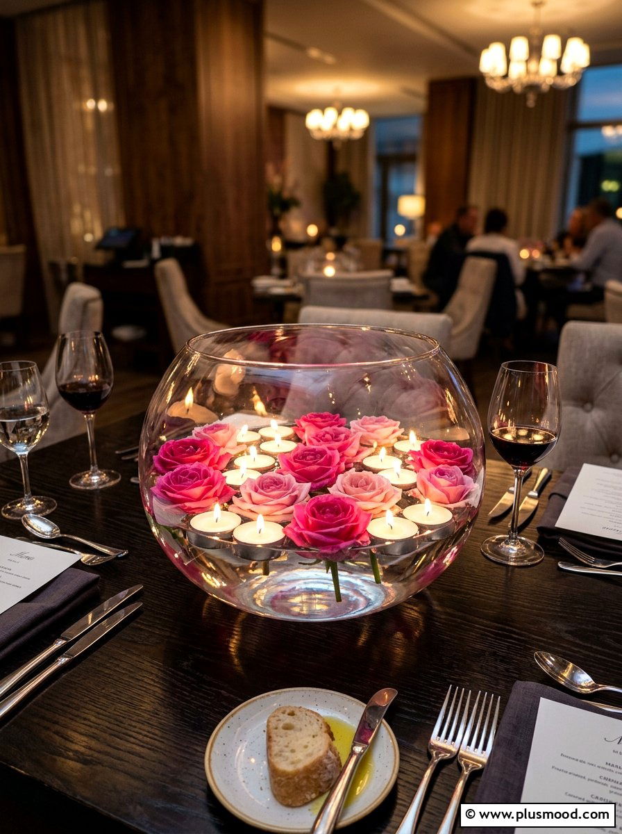 Floating Candle Bowl - 25 late summer centerpiece ideas