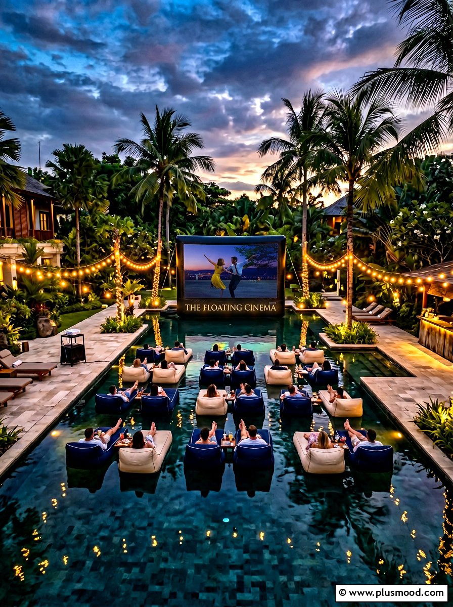 Floating Cinema Setup - 25 summer pool party setup ideas