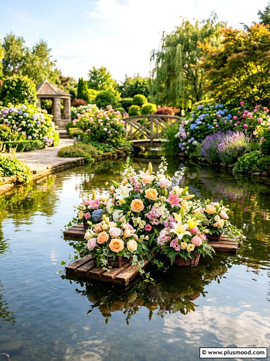 Floating Floral Pool Decoration - 25 summer pool party decor ideas