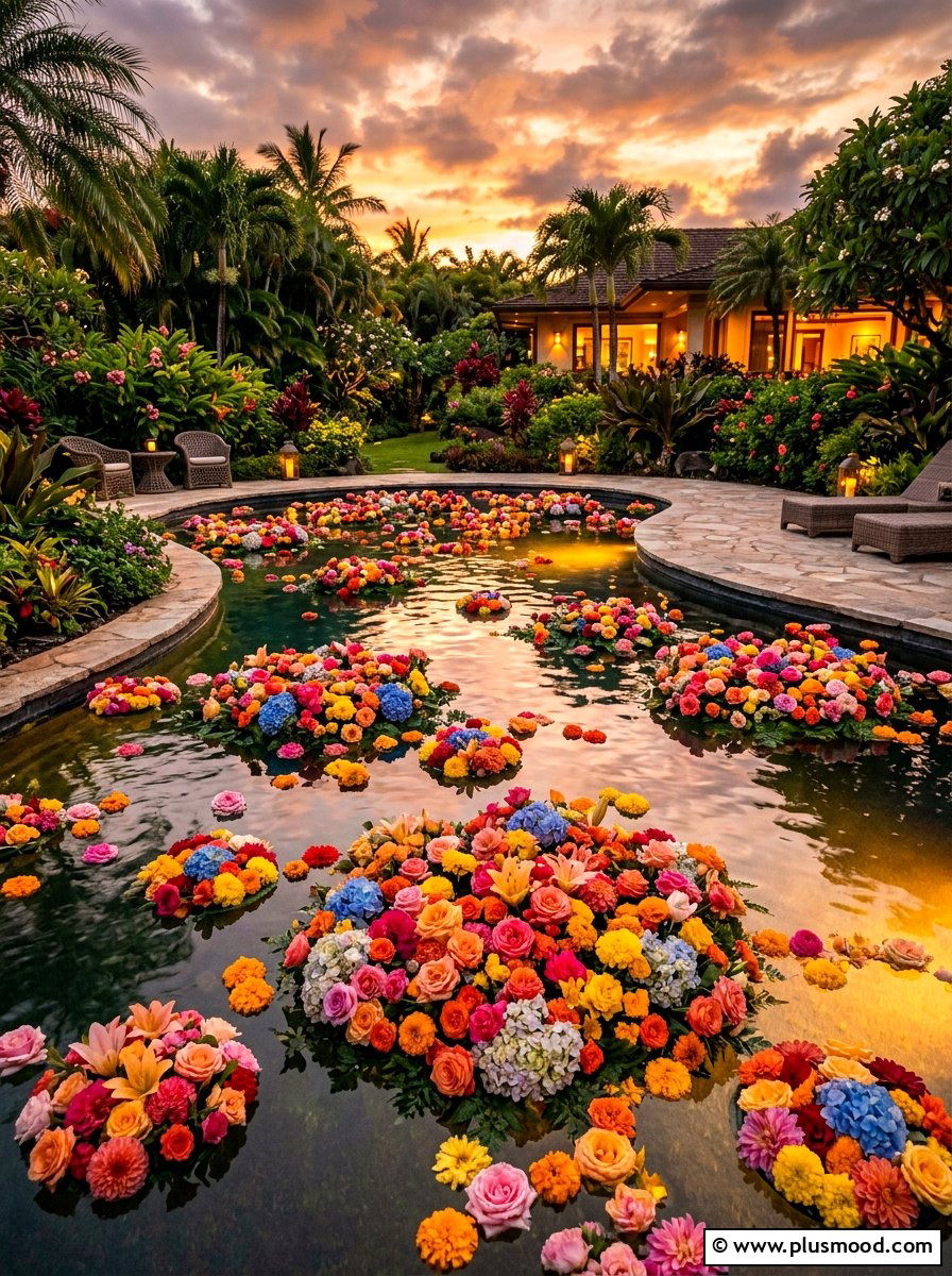 Floating Flower Setup - 25 summer pool party setup ideas
