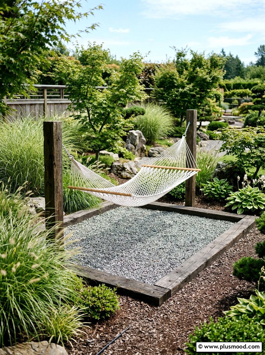 Floating Hammock Over Small Gravel Pit - 25 small backyard ideas with hammock
