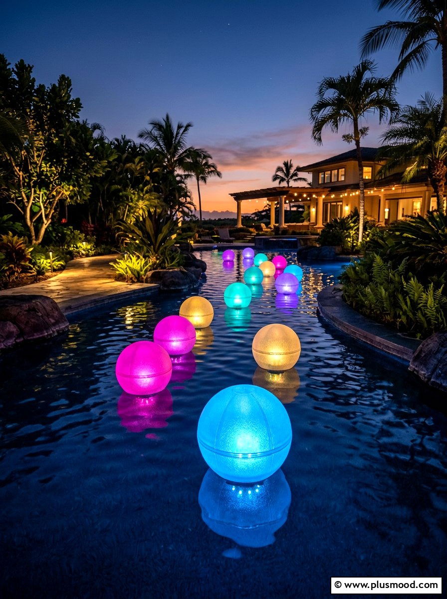 Floating LED Pool Light - 25 summer pool party decor ideas