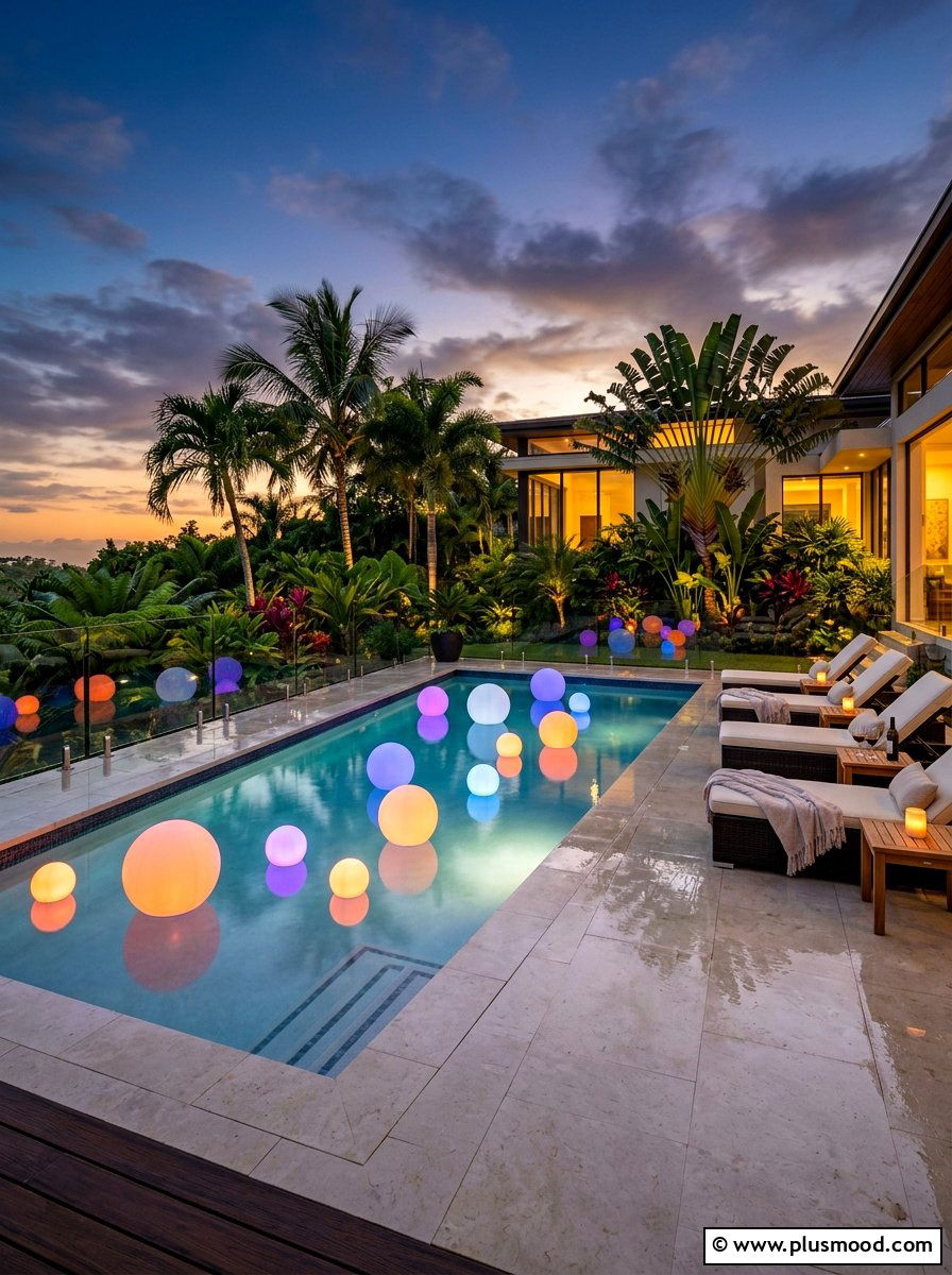 Floating Led Globe - 25 summer pool lighting ideas