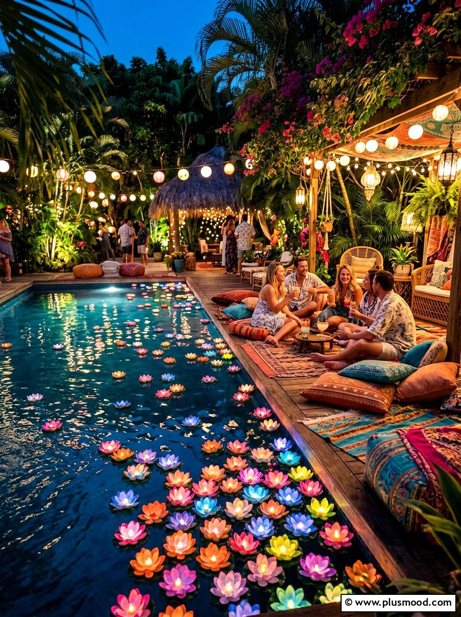 Floating Lotus Light - 25 summer pool lighting ideas