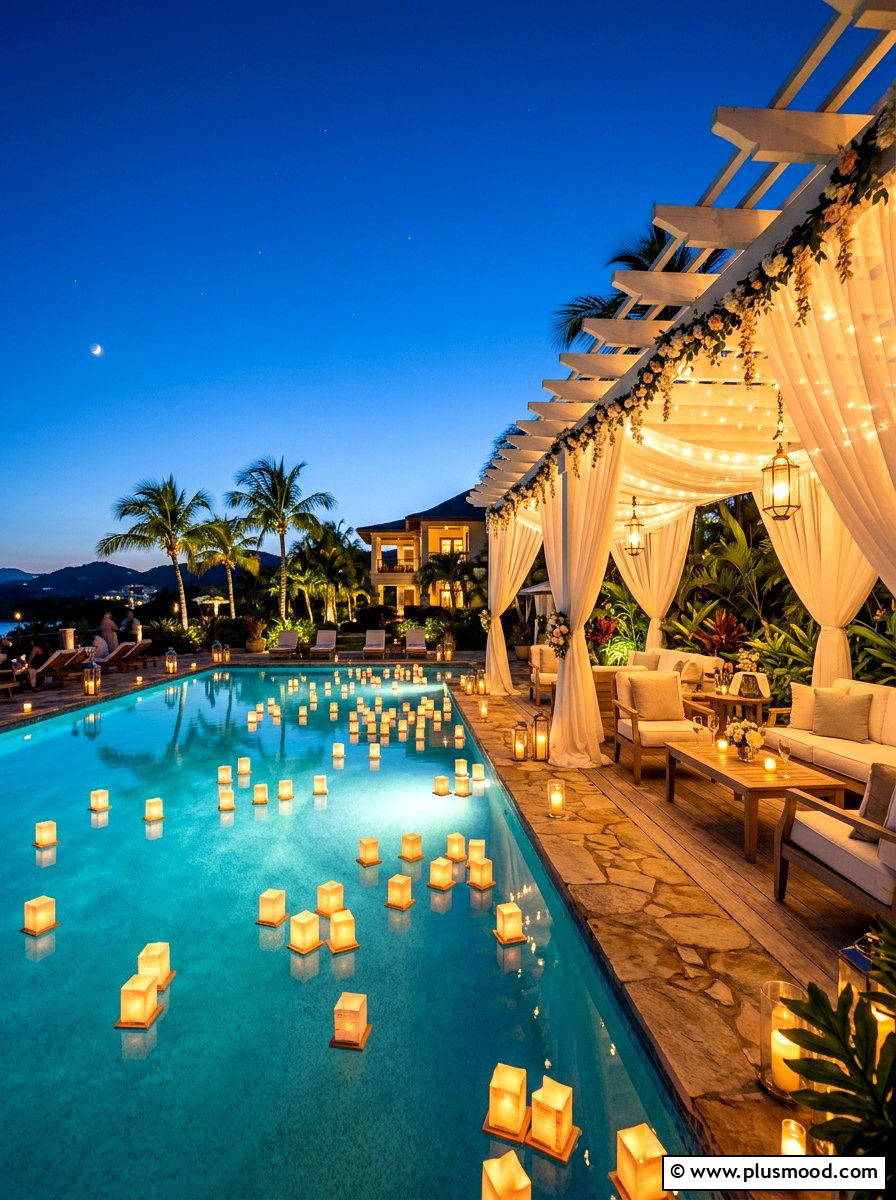Floating Paper Lantern - 25 summer pool lighting ideas