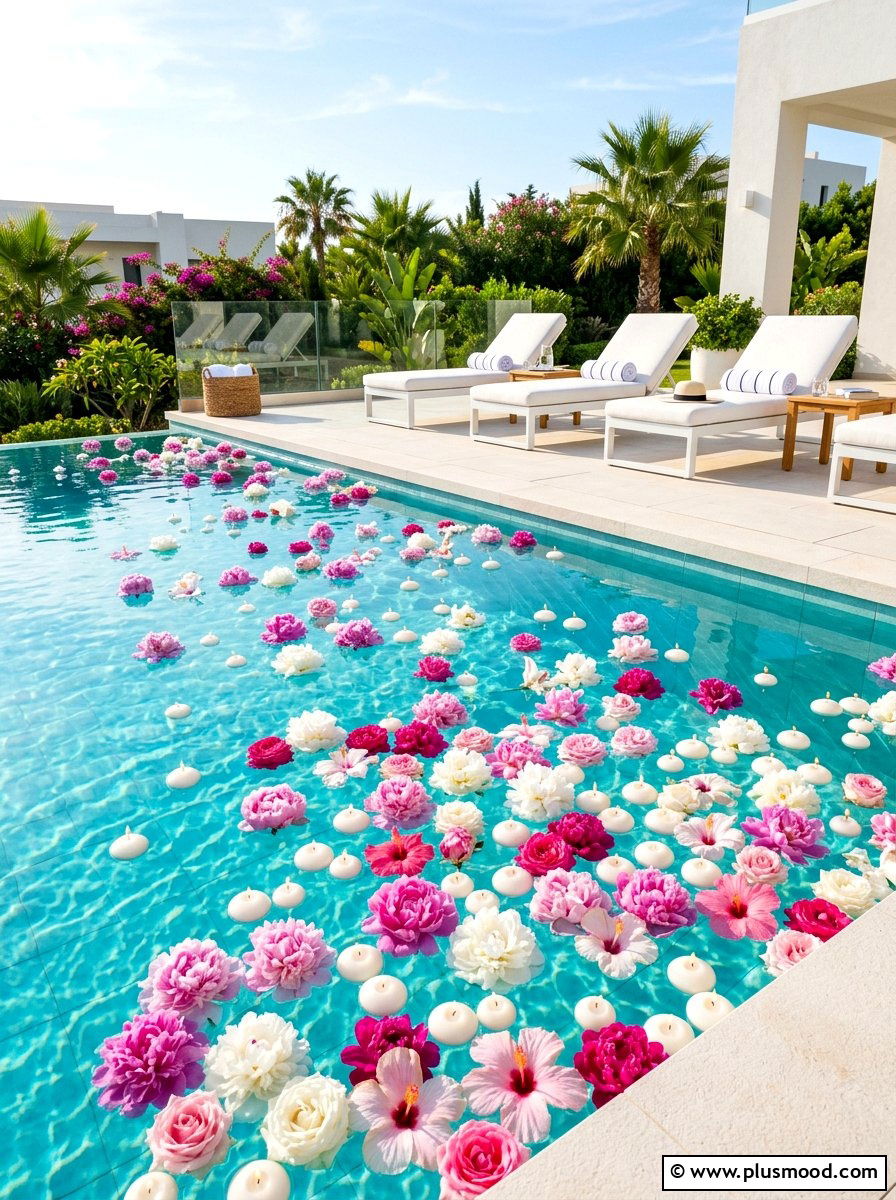 Floating Pool Flowers - 25 end of summer backyard party ideas