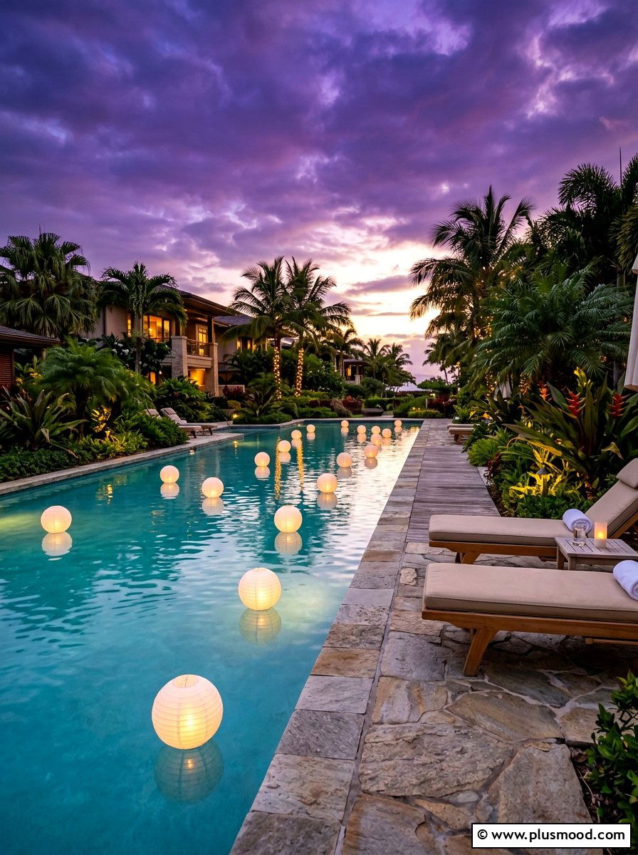 Floating Pool Lanterns - 25 late summer pool decor ideas