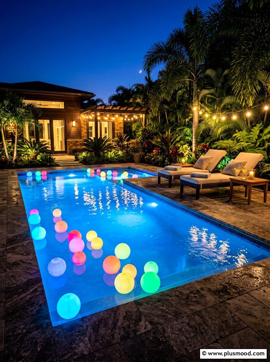 Floating Pool Lights - 25 summer backyard lighting ideas