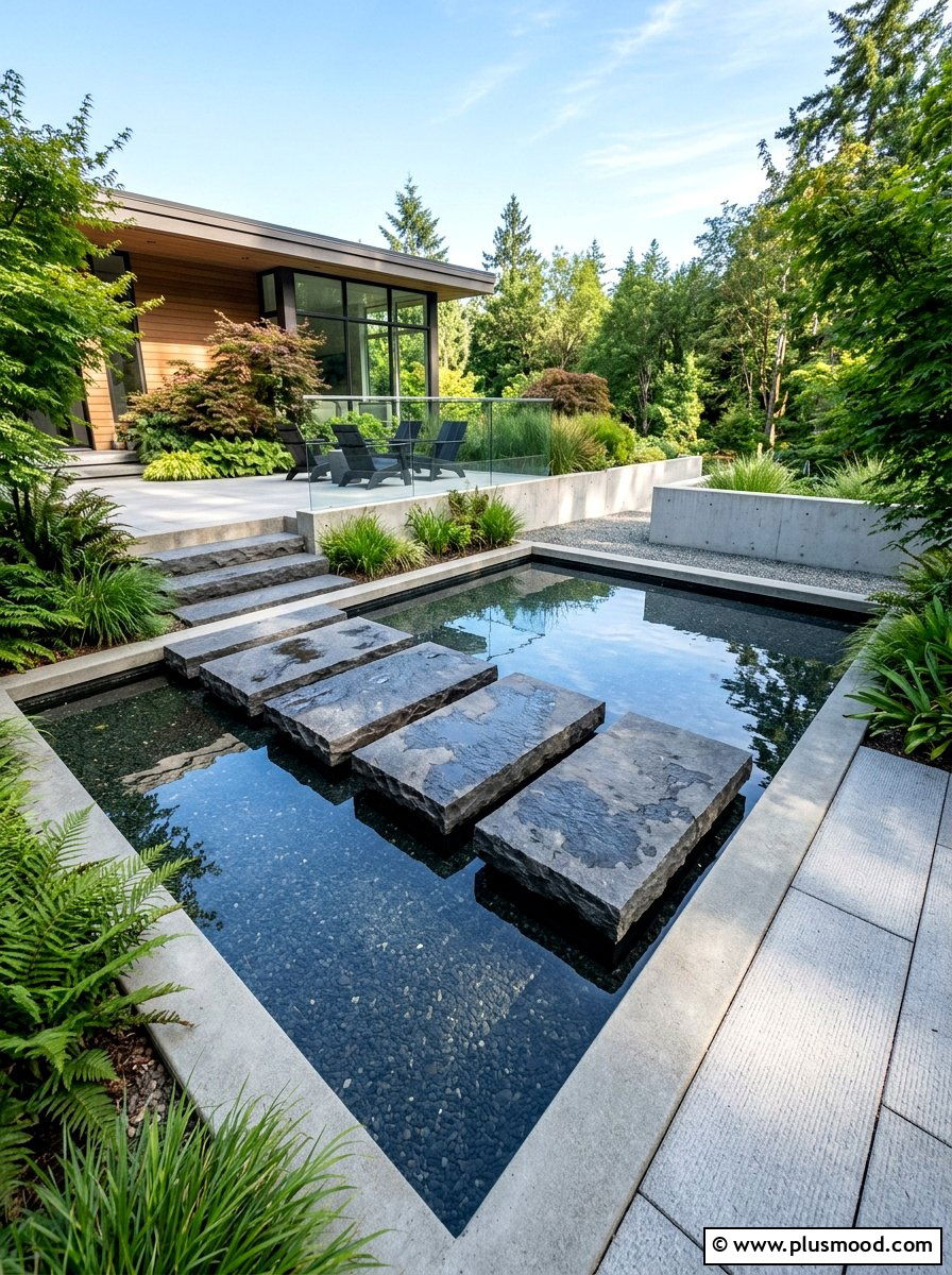 Floating Pool Steps - 25 pool landscaping ideas modern style