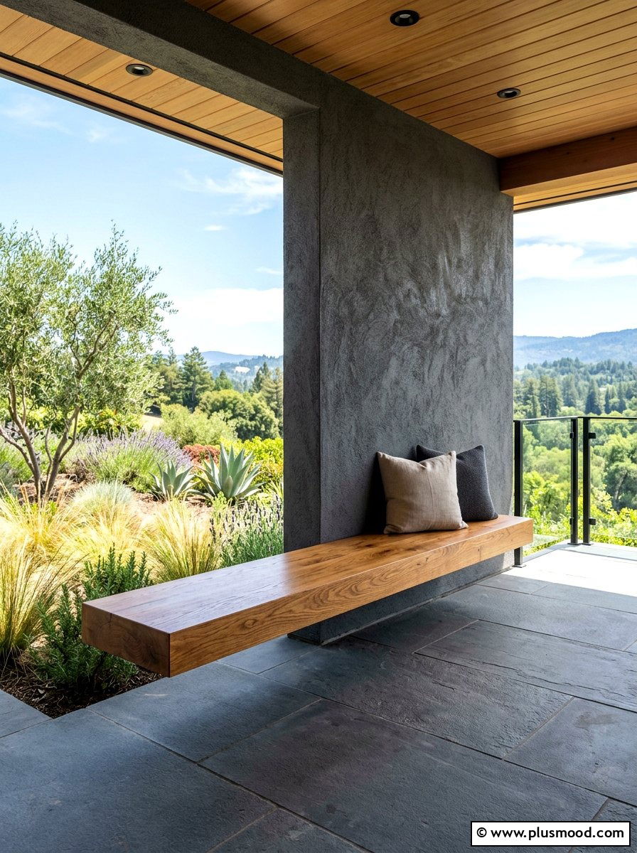 Floating Porch Bench - 25 summer minimalist front porch ideas