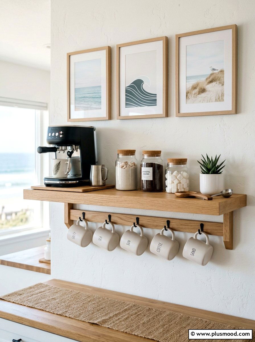 Floating Shelf Coffee Bar - 25 summer coffee bar decor ideas