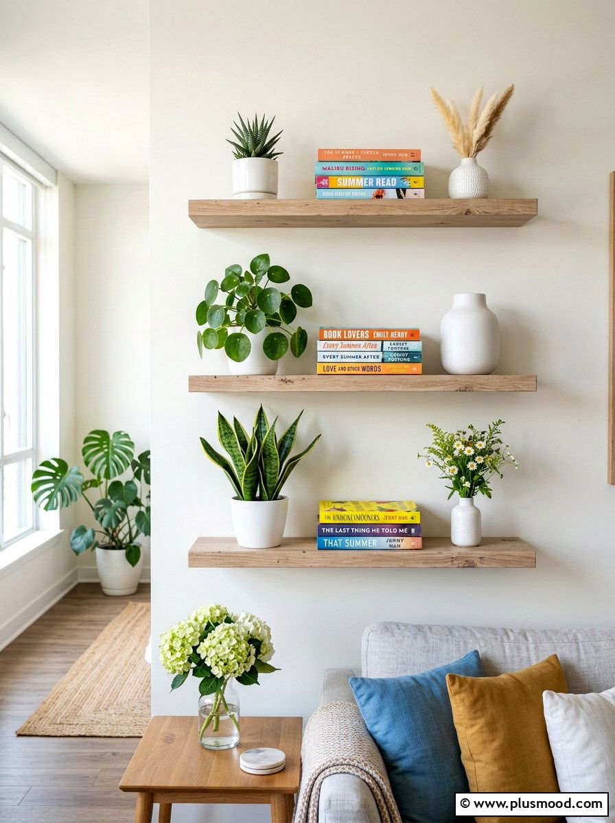 Floating Shelf Display - 25 summer decorating ideas on a budget