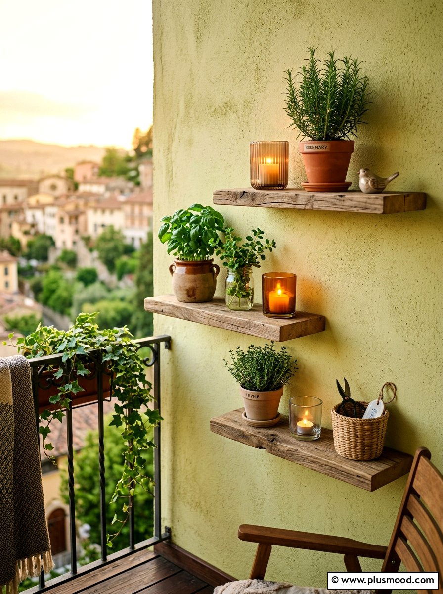 Floating Shelf Display - 25 summer balcony wall decor ideas