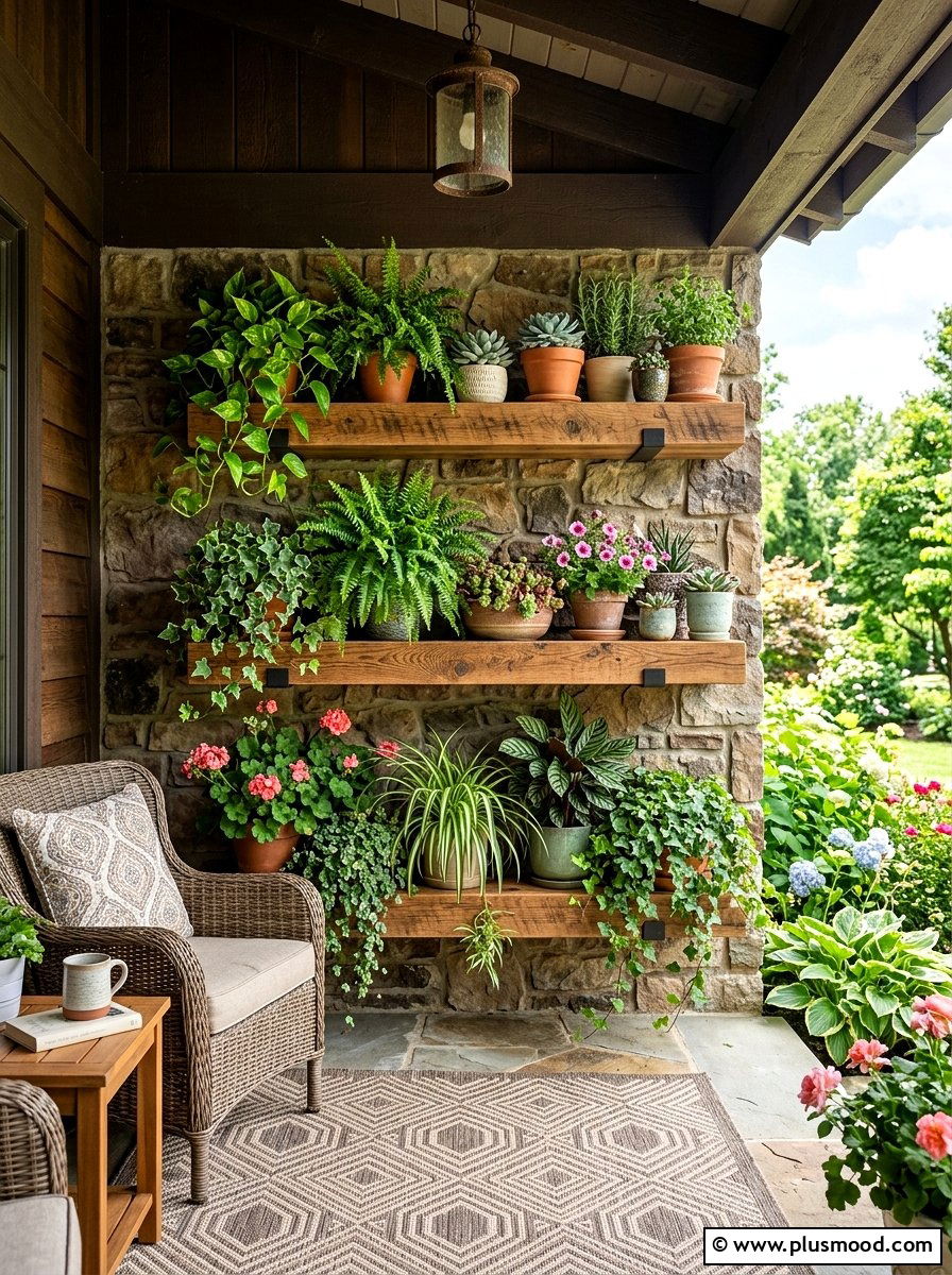 Floating Shelf Garden - 25 outdoor garden decor ideas with vertical garden