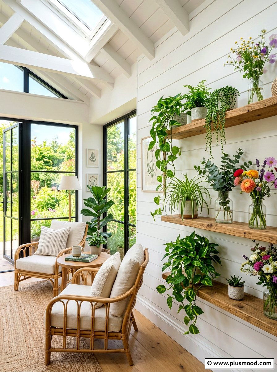 Floating Shelf Summer Greenery - 25 summer wall decor ideas