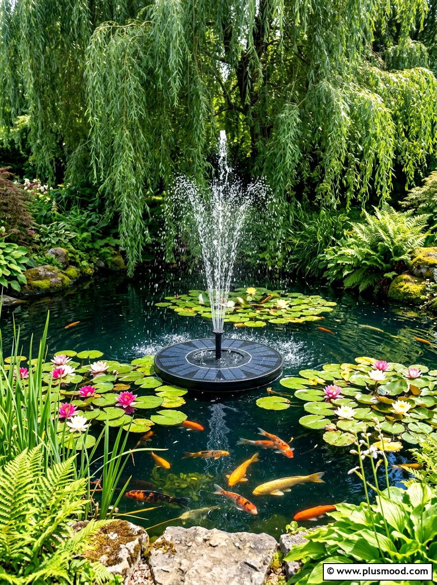 Floating Solar Fountain - 25 summer fountain ideas for backyard