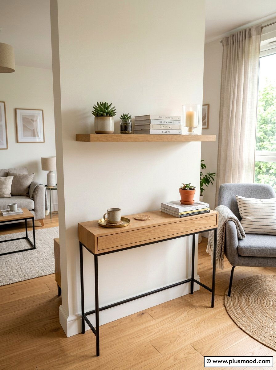 Floating Wall Shelf - 25 summer decor ideas for small apartments living room