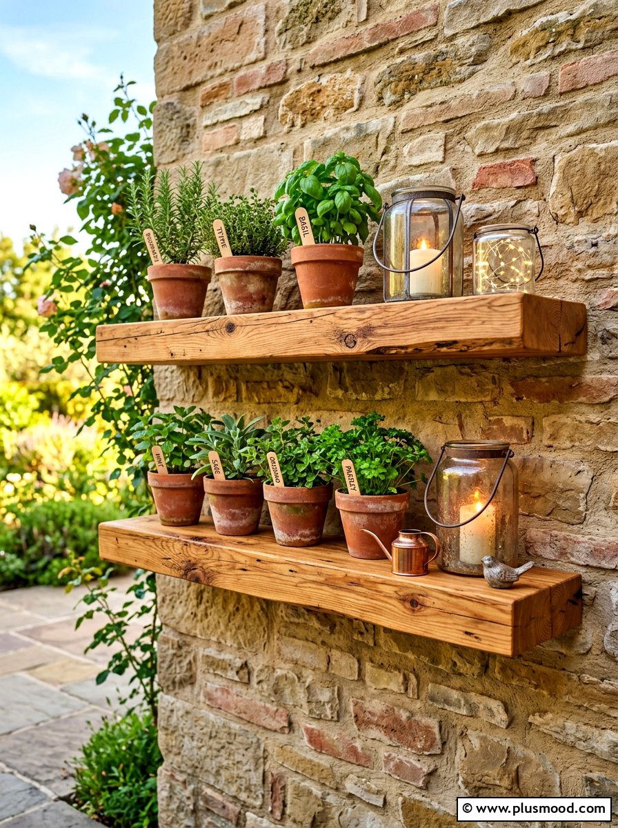 Floating Wall Shelves - 25 summer patio wall decor ideas