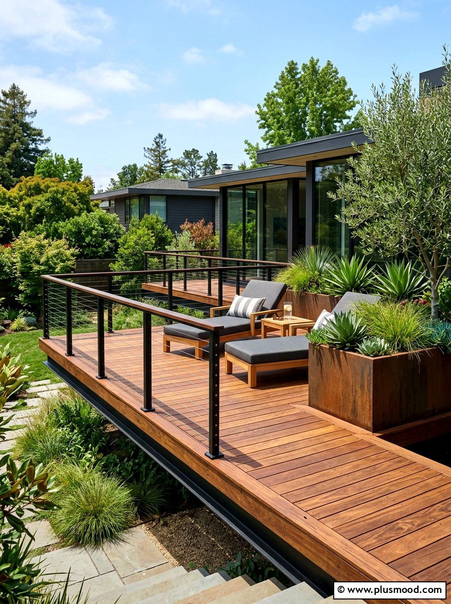 Floating Wood Deck - 25 Small Backyard Ideas