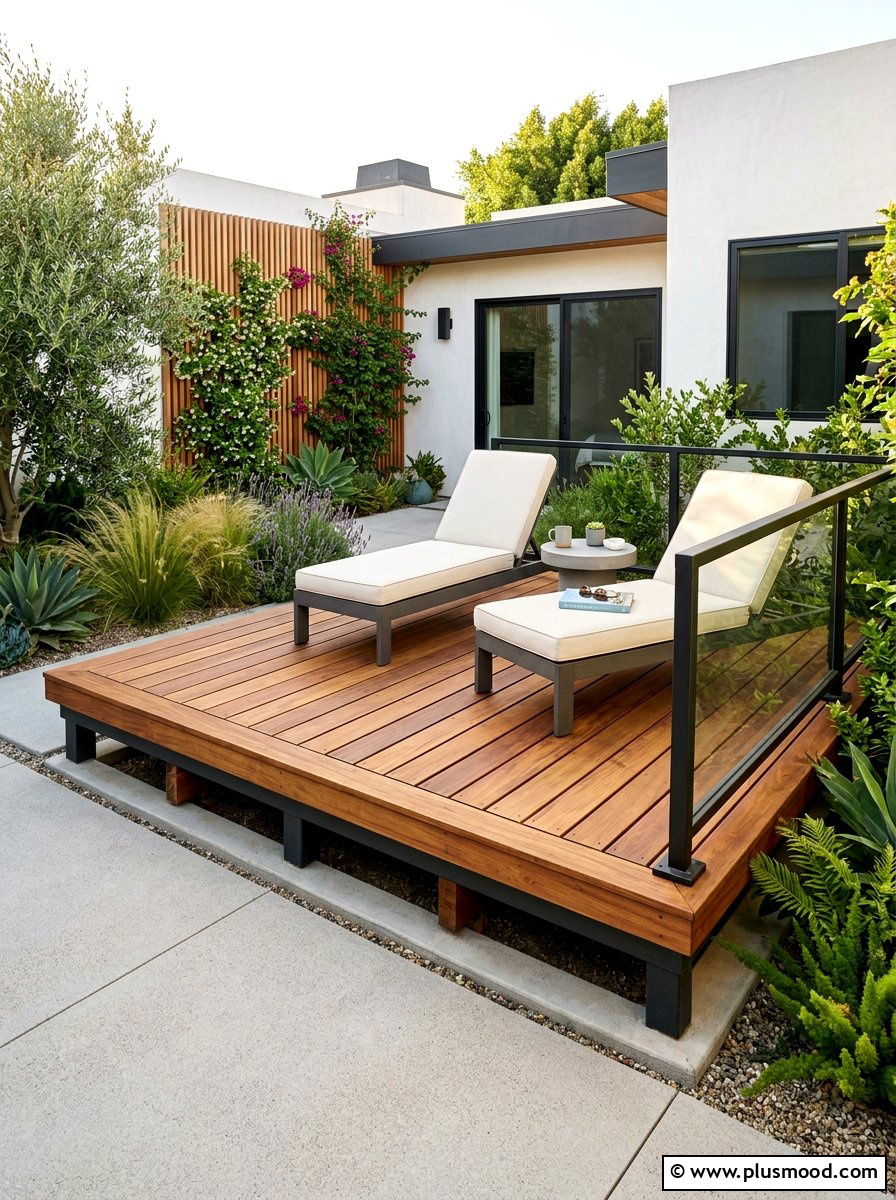 Floating Wood Deck - 25 summer small courtyard ideas