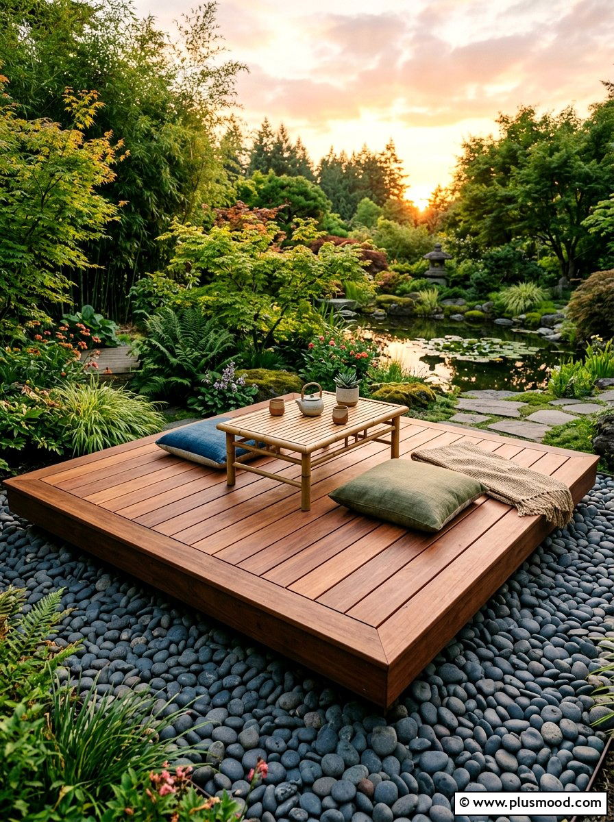 Floating Wood Deck - 25 small backyard ideas for no grass yards