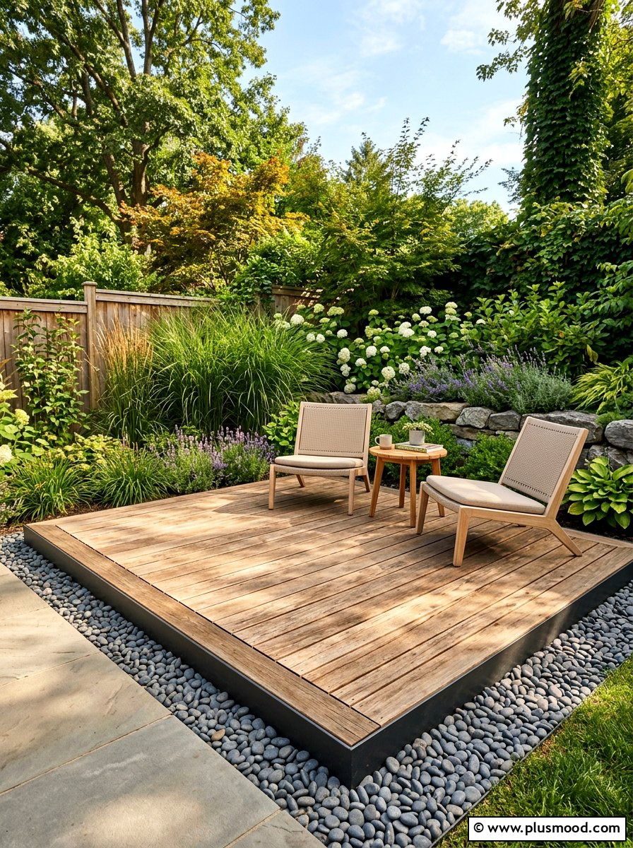 Floating Wood Deck - 25 small backyard ideas with deck