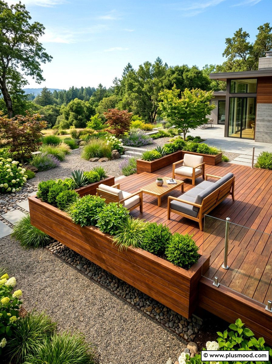 Floating Wood Deck - 25 summer backyard modern ideas