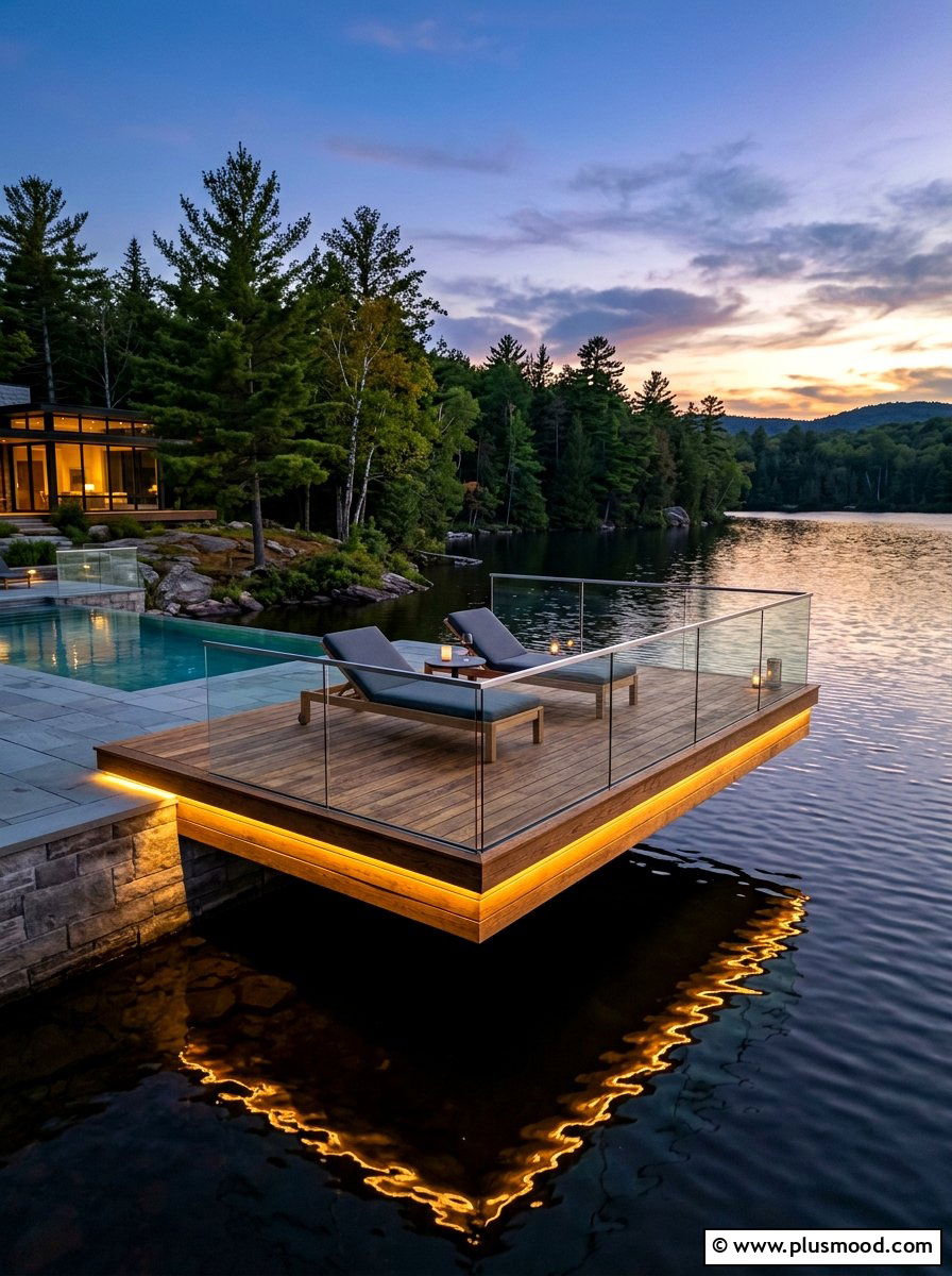 Floating Wood Pool Deck - 25 summer deck around pool ideas