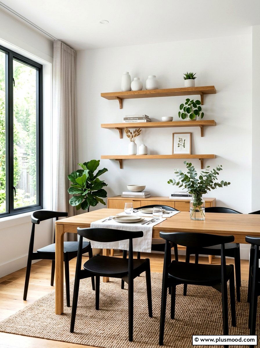 Floating Wood Shelves - 25 summer dining room wall decor ideas