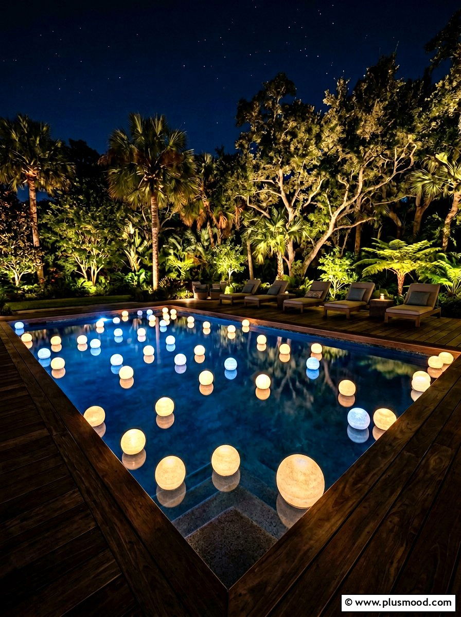 Floating lights - 25 summer poolside decor ideas