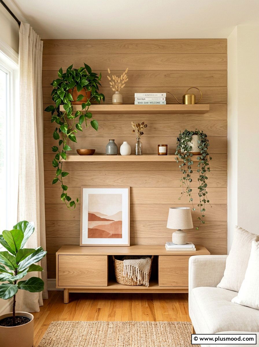 Floating plant shelves - 25 summer greenery decor ideas for living room