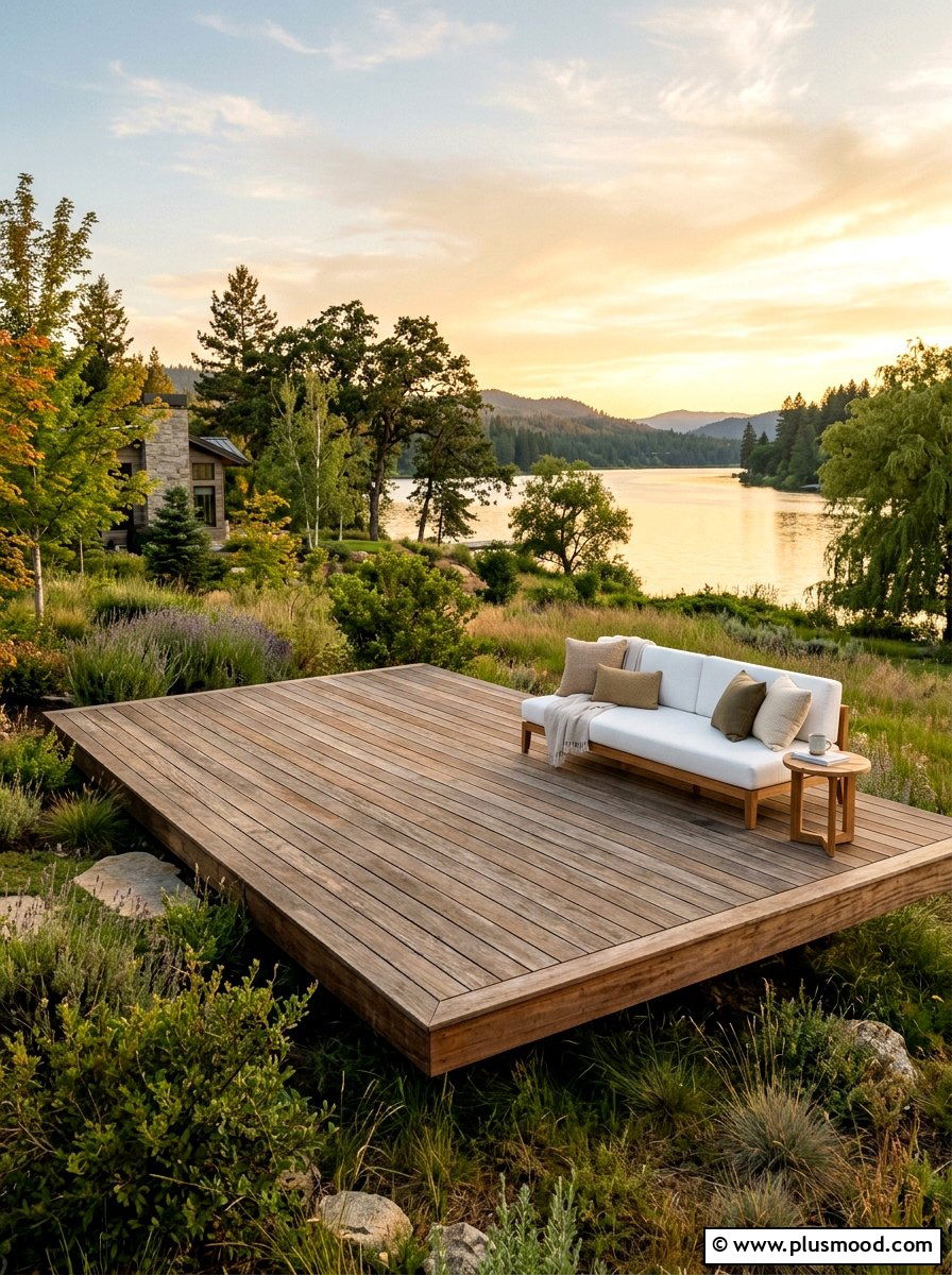 Floating timber deck - 25 small backyard ideas for minimalist style