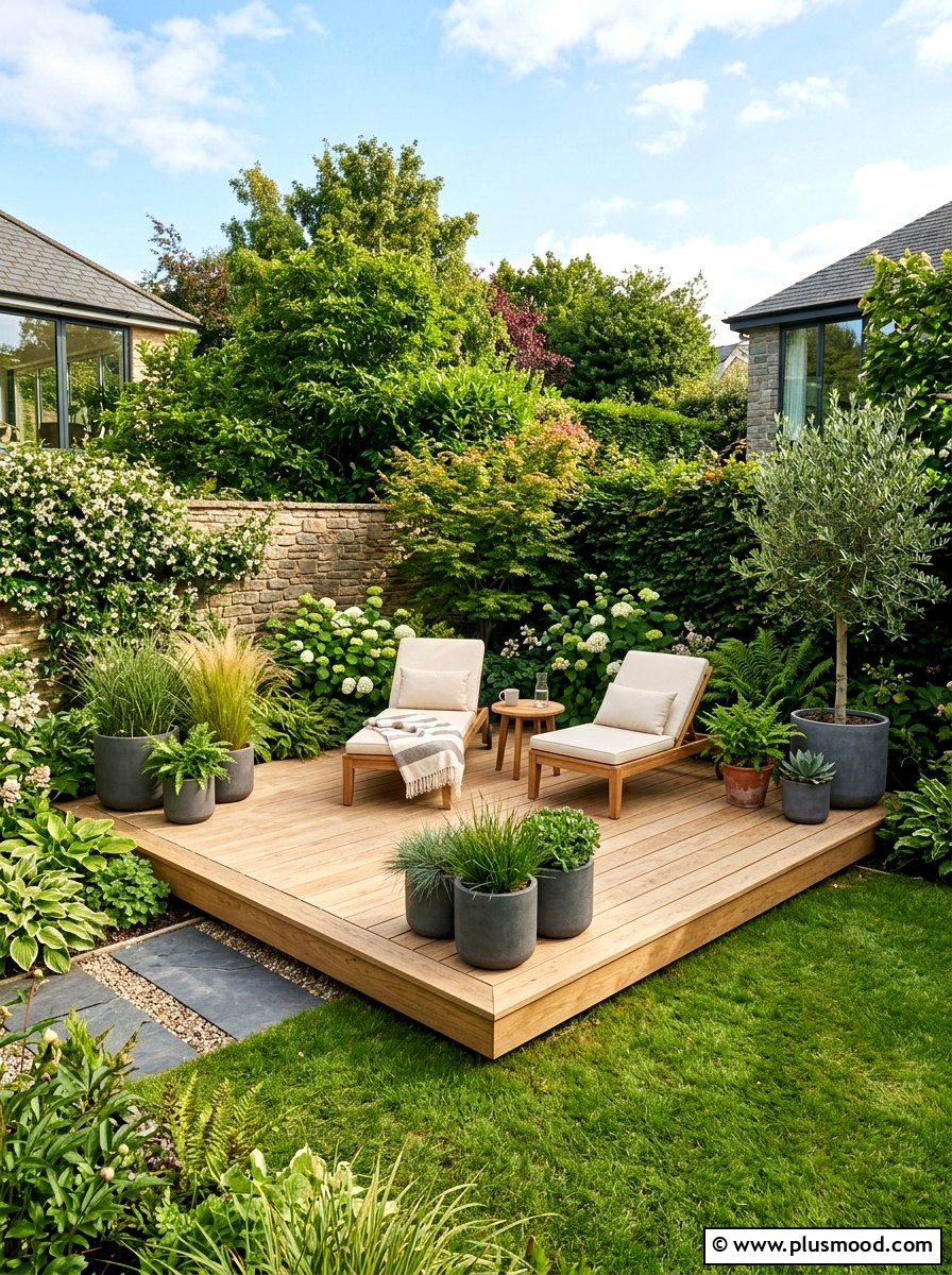 Floating wood deck - 25 summer garden ideas for small spaces