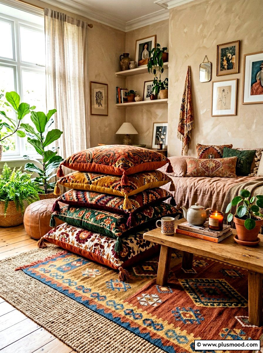 Floor cushion bedroom - 25 boho summer bedroom ideas