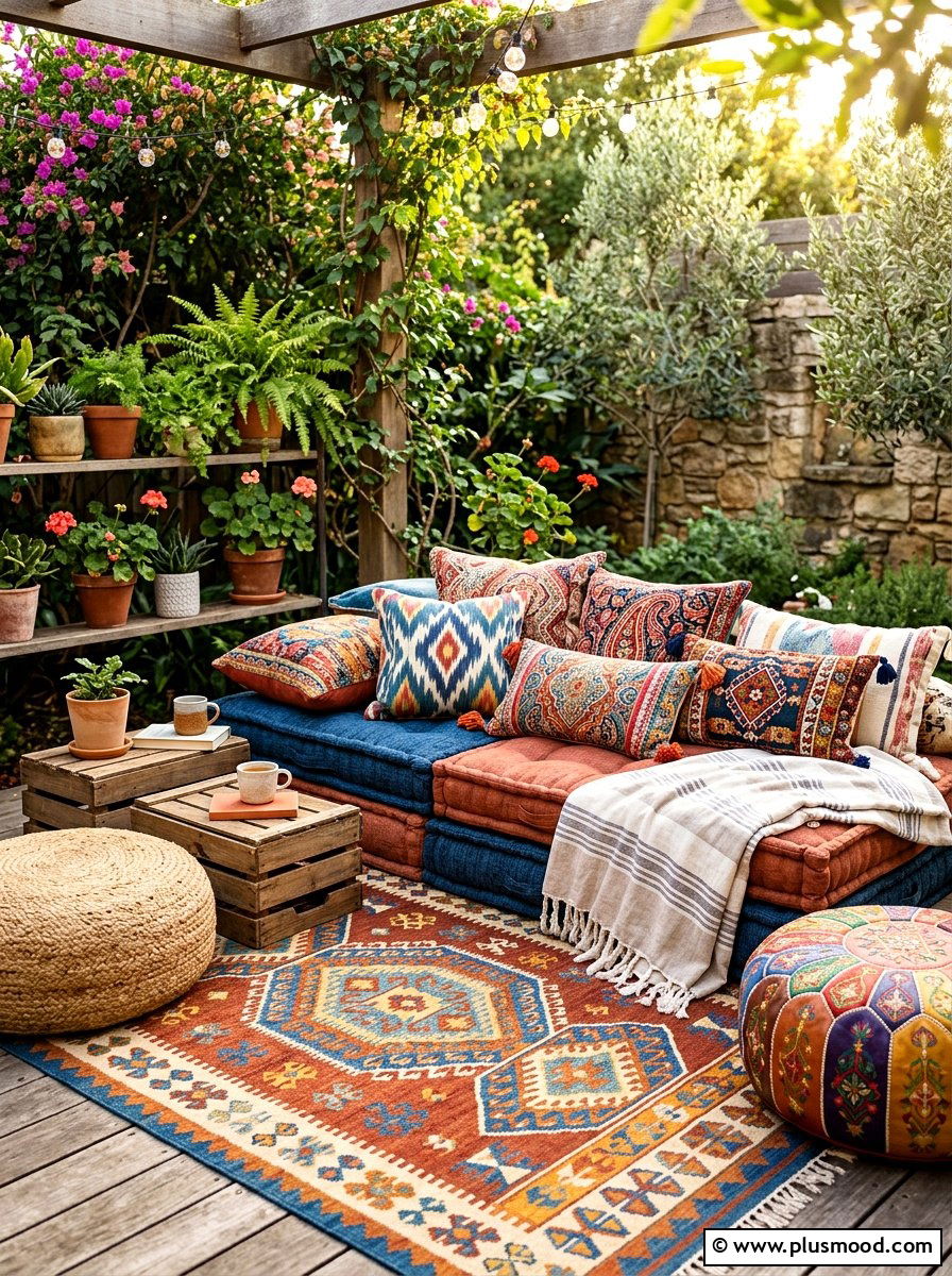 Floor cushion lounge - 25 summer garden seating ideas
