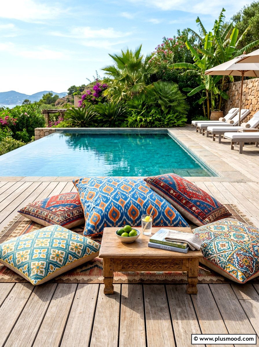 Floor pillows - 25 summer poolside decor ideas