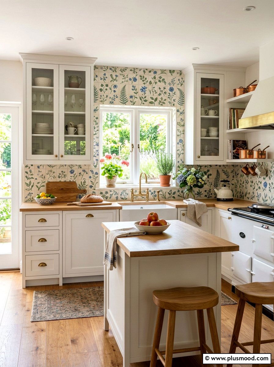 Floral Backsplash - 25 summer kitchen refresh ideas