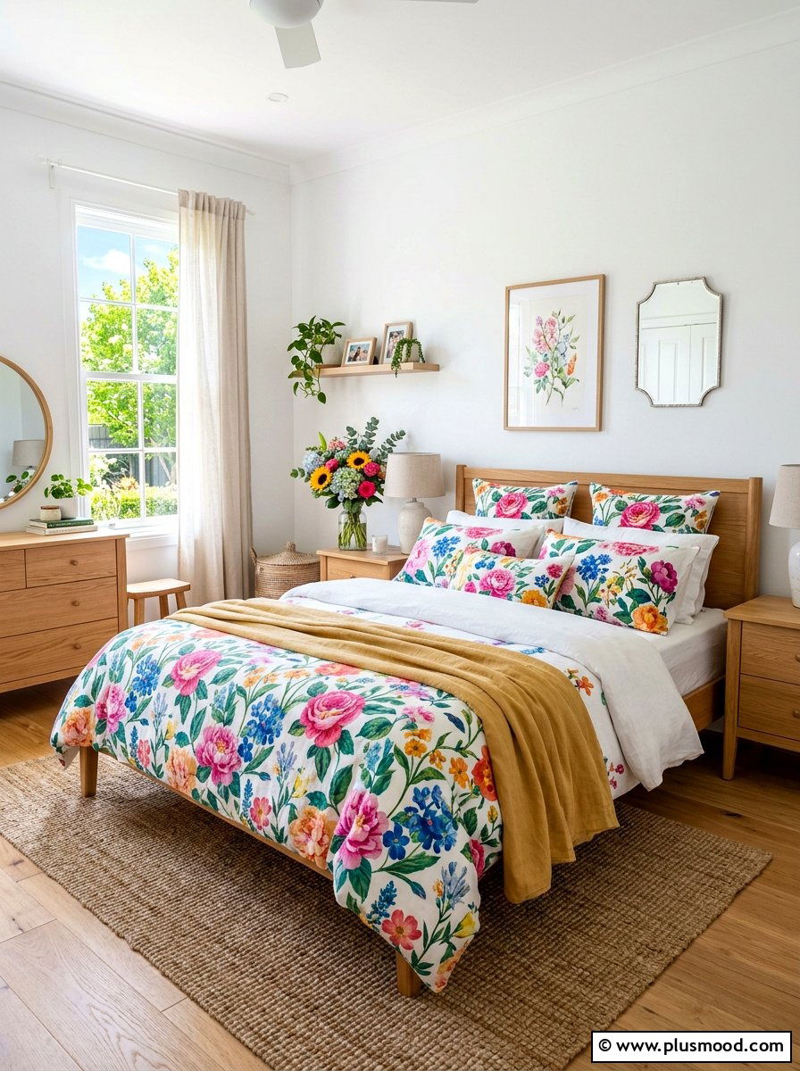 Floral Bedding Set - 25 summer decorating ideas on a budget