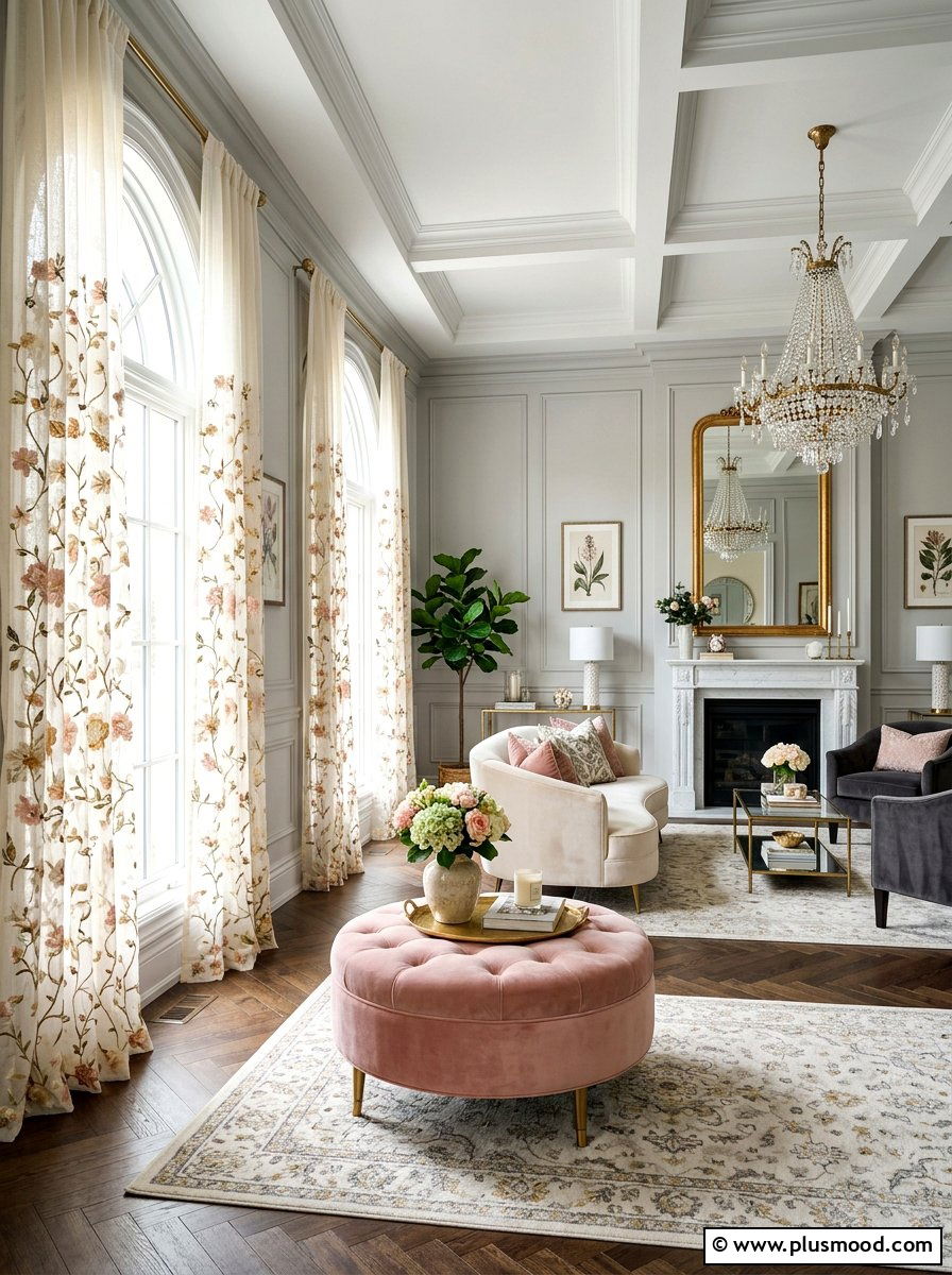 Floral Embroidered Gauze - 25 summer curtains ideas for living room