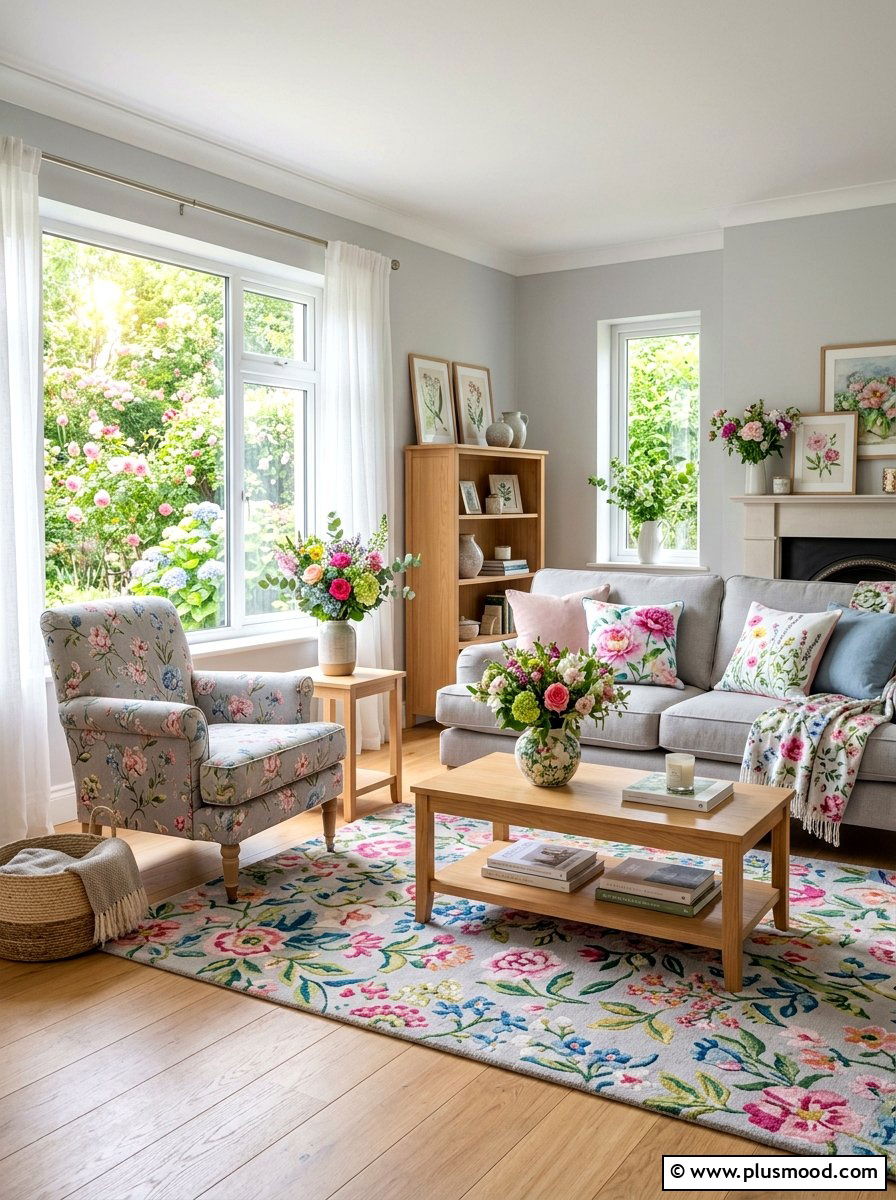 Floral Gray Living Room - 25 summer decor ideas for gray living room