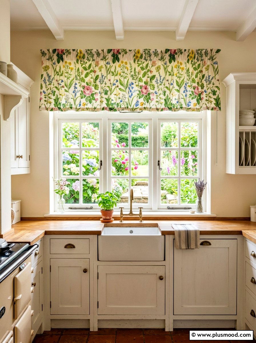 Floral Kitchen Window Valance - 25 summer kitchen decor ideas on a budget