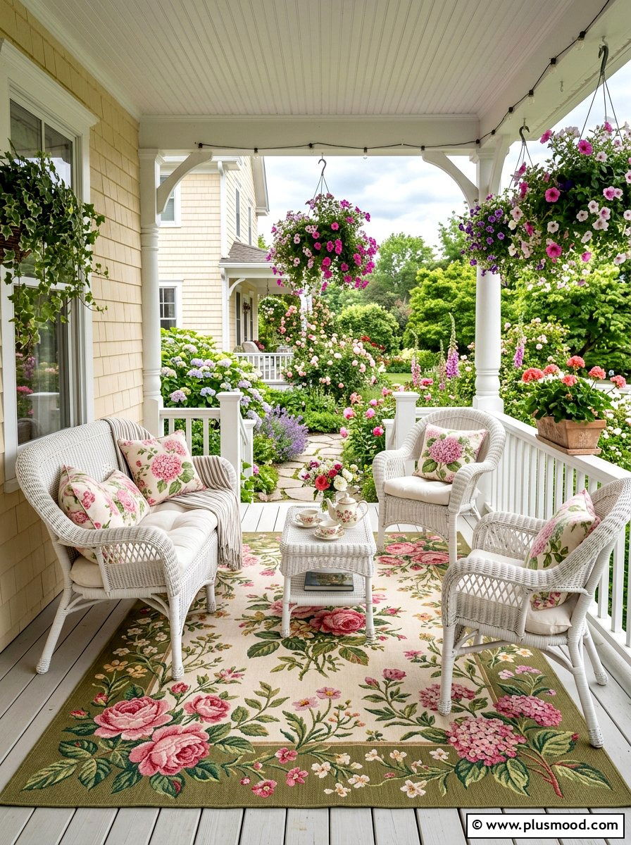 Floral Outdoor Rug - 25 summer porch rug ideas